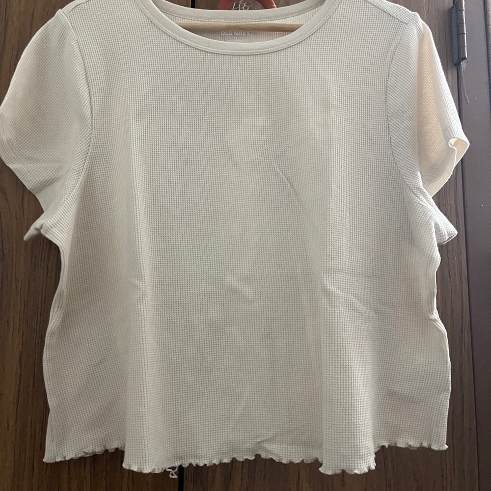 Lettuce edge thermal knit / waffle cropped t-shirt